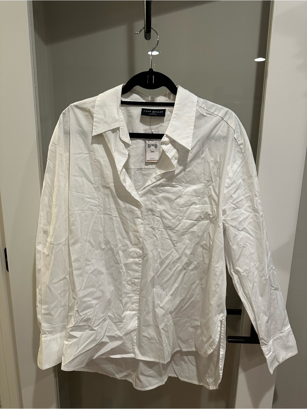 Lane Bryant White Button-Down Collared Shirt